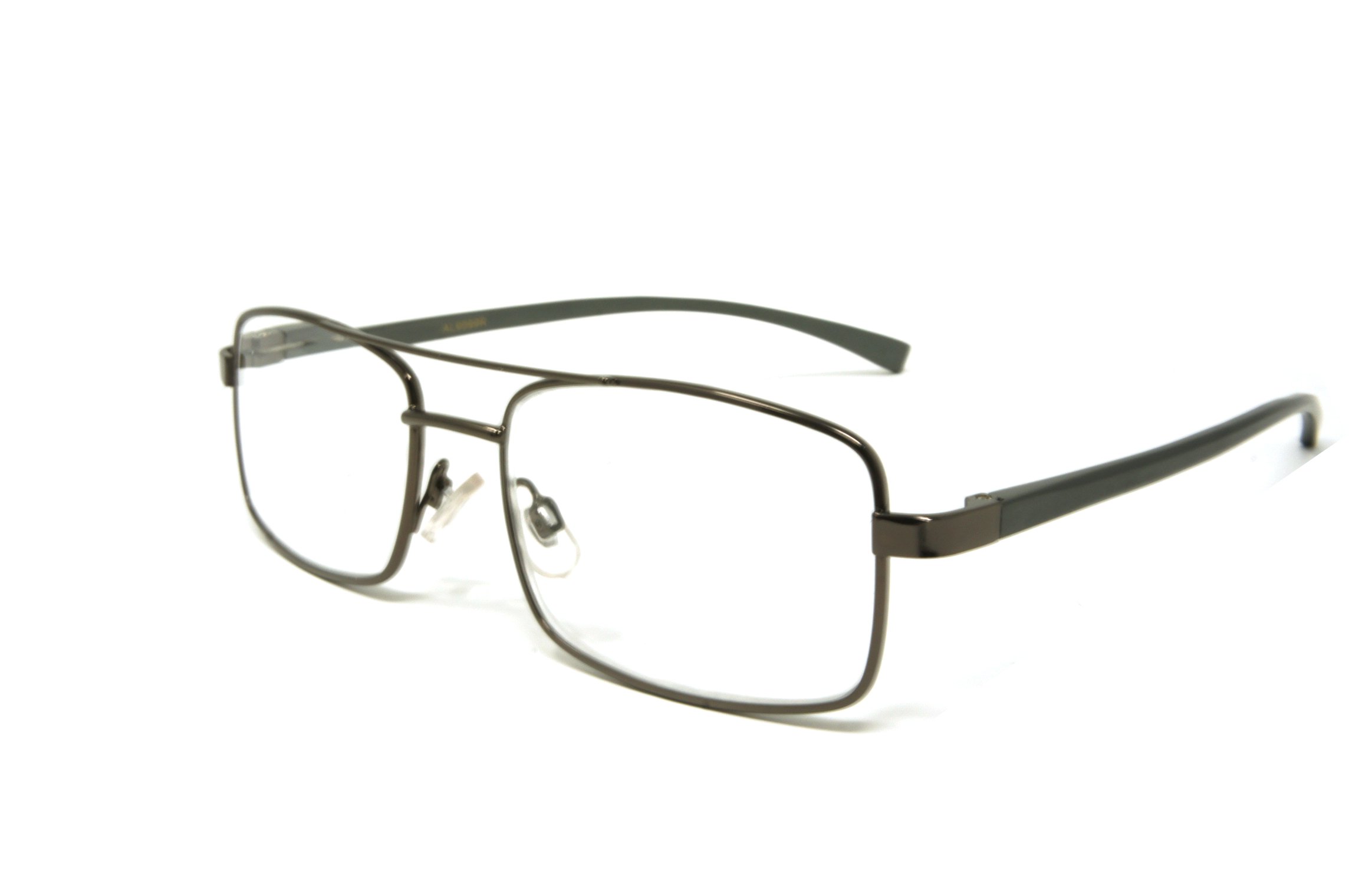 NEW ColorViper Basic metal Square Aluminum Temples Reader (shiny gunmetal / matte Aluminum Temples Reader, +2.50)