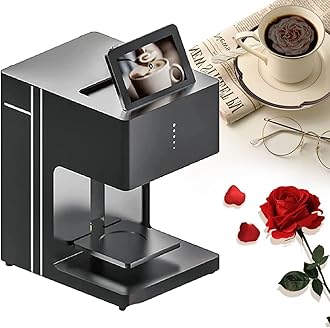 Coffee Printer Machine, 3D Latte Art Printer Digital WiFi Photo Selfie Upload for DIY Decoration Maker, Cakes Desserts Beer Biscuits Bread, Full Touch Screen Operation, 27cmX34cmX41cm
