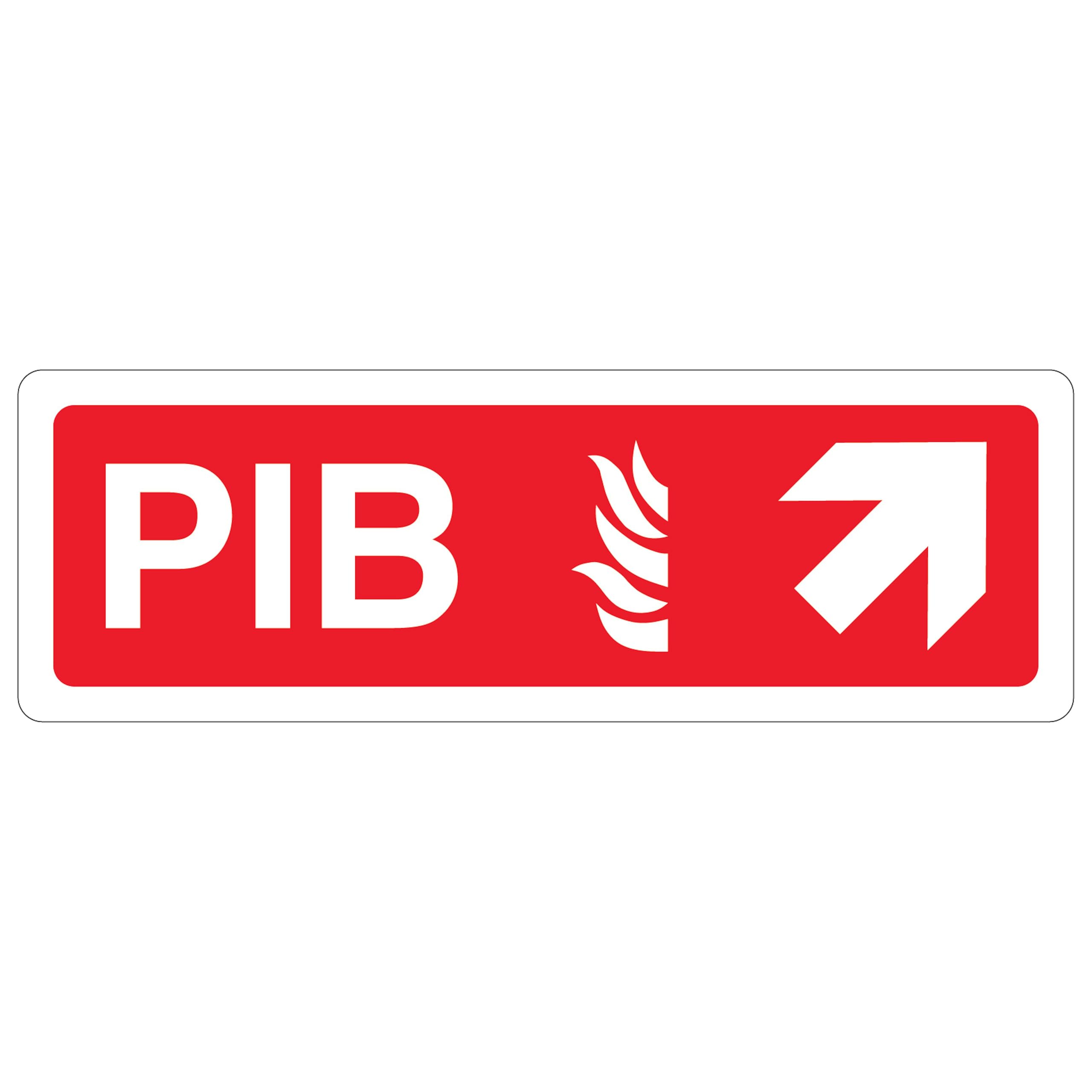V Safety PIB Arrow Up/Right 450 x 150 mm - Self Adhesive Vinyl - Aluminium Effect Safety Sign