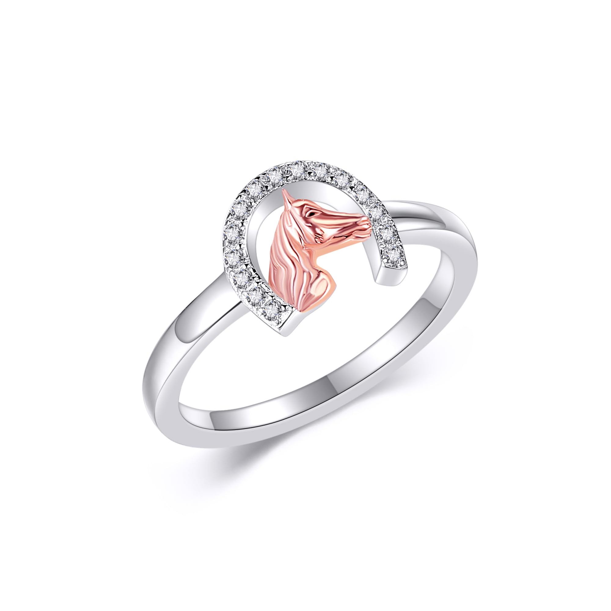 Amazon.com: JERWLI Horseshoe Rings 925 Sterling Silver Cubic