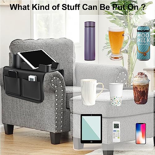 Hosoncovy Silicone Couch Drinking Cup Holder Tray with Side Pockets for Sofa Arm ,Couch Caddy Anti-Spill for Couch Arm Chair Recliner,Armrest Remote Control and Cellphone Organizer Holder - Image 2