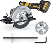 Brushless Cordless Circular Saw&comma; for DeWalt 20V Max Battery&comma; 6-1&sol;2 Inch Aluminum Alloy Blade&comma; 8000 RPM&comma; 6&period;2 Lbs Lightweight&comma; Cutting Depth 2-1&sol;5" &lpar;90°&rpar;&comma; 0-90° Bevel&comma; Hex Wrench&comma; Rip Guide for Wood PVC