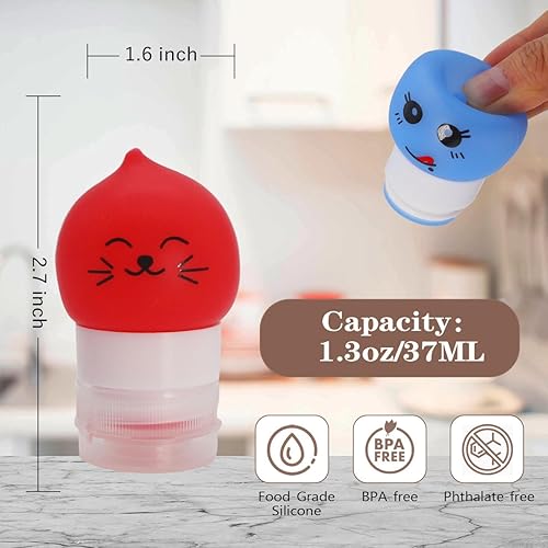 Miniatura 2 de Paquete de 4 botellas de aderezo de ensalada de 1.3 onzas con cepillo de limpieza, recipiente pequeño para aderezo de ensalada para llevar, botellas