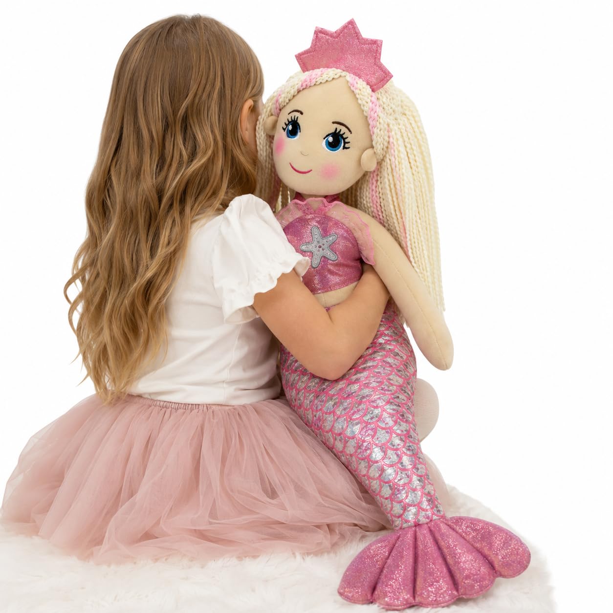 Sweety Toys 11889 Stoffpuppe Meerjungfrau Plüschtier Prinzessin 70 cm rosa