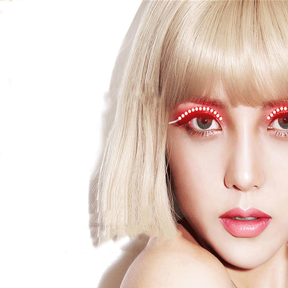 ZCLYHT LED Luminous Eyelash Lamp, Flashing Fake Eyelash Night Lights, False Eyelashes Non Grafting Halloween 6 Colors to Choose From (Red)