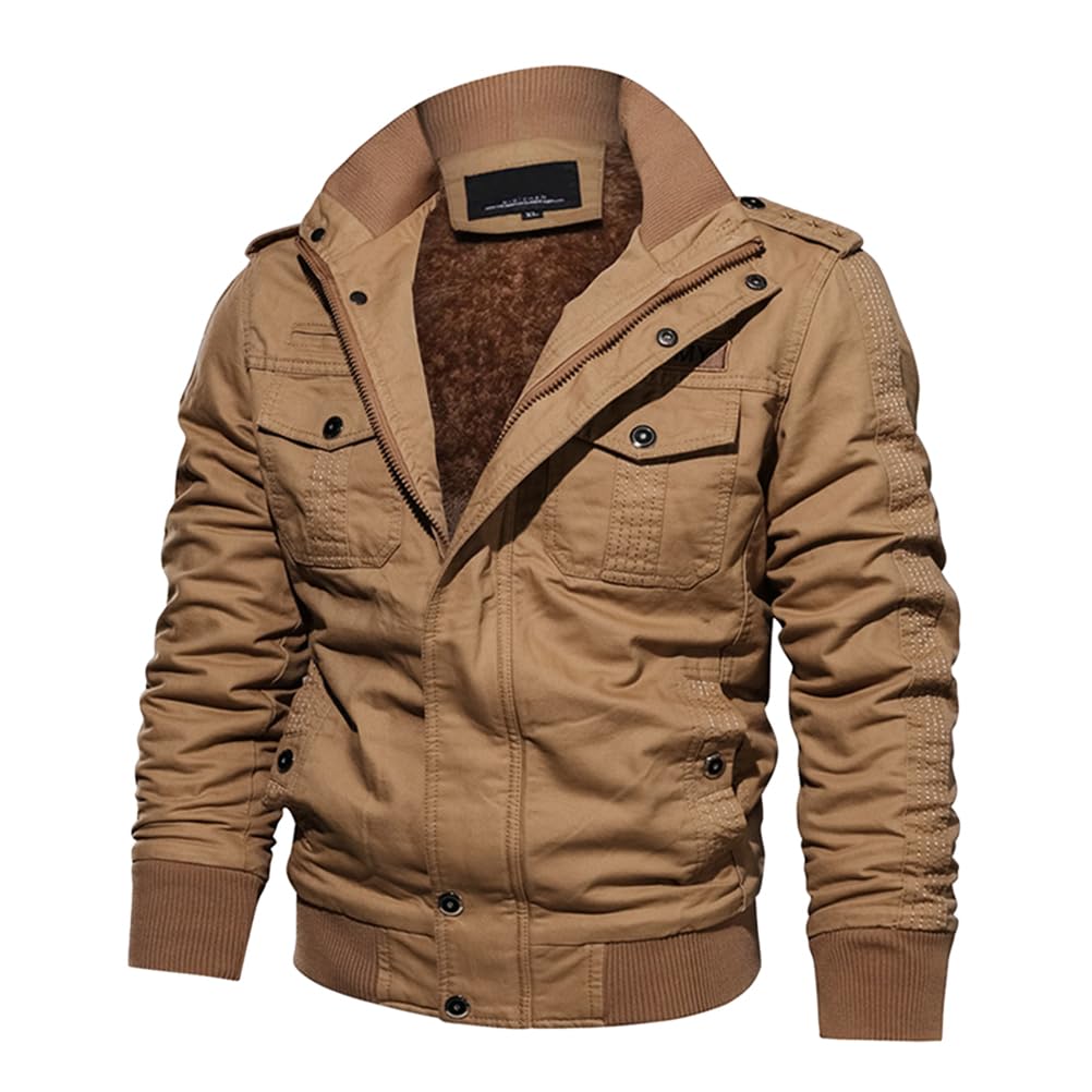Veste Homme Polaire Vestes Cargo Hiver Chaud Blousons Homme Zippée Blouson Militaire Manteaux Coupe Vent Avec Poches