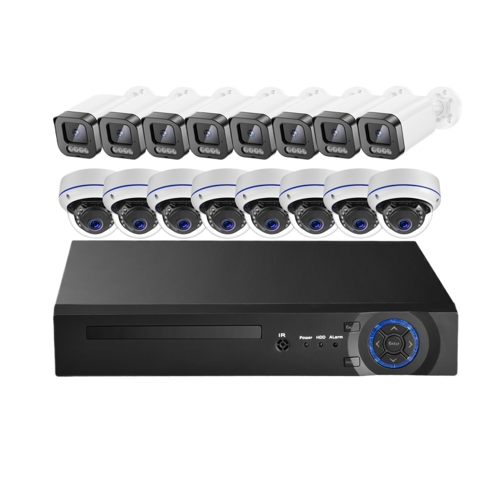 Zestaw Do Monitoringu Wideo 4K Ultra HD 8MP Z Detekcją Twarzy POE NVR, Zewnętrzny, Dwukierunkowy Dźwięk, 4MP CCTV, Domowy System Wykrywanie Ruchu(None,16pcs 8MP Cameras)