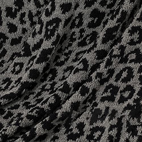 Leopard Knitted Throw Blanket Super Soft Cozy Warm Microfiber Leopard Print Blanket 50"X60"Lightweight Fluffy Reversible Black Grey Cheetah Print Blanket For Couch Sofa Bed Travel #TOP3