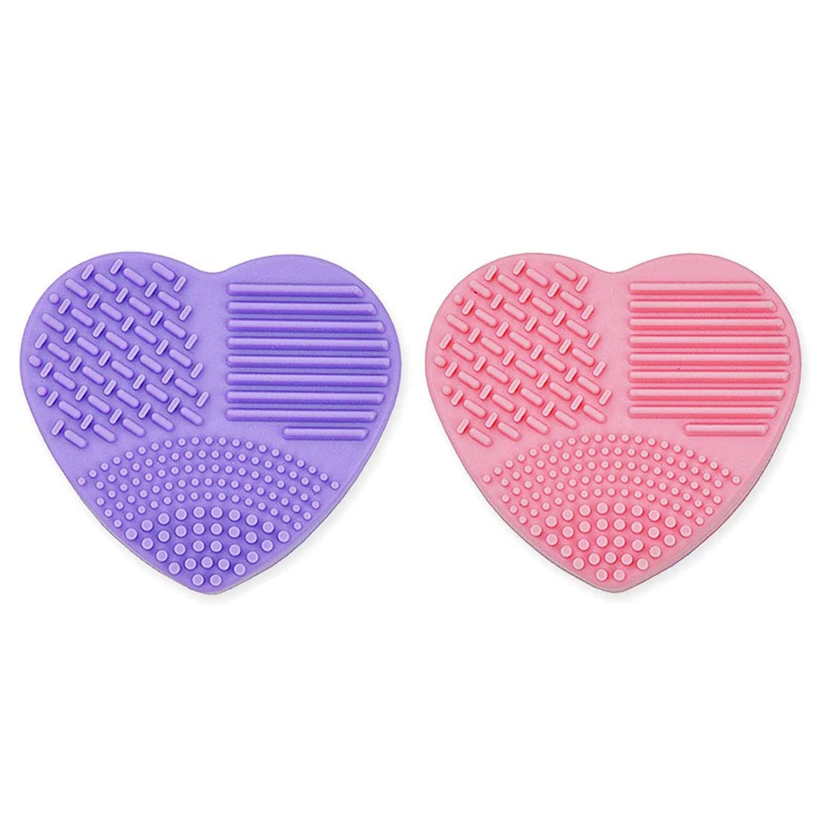 2 Pcs Makeup Brush Cleaner Mats Silicone Cosmetic Brush Cleaning Mats Heart Shape Makeup Brush Cleaning Pads for Foundation Brushes Makeup Artist