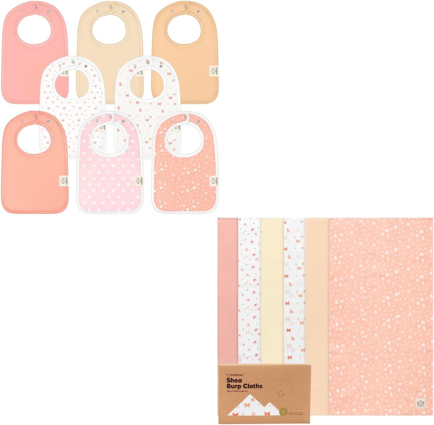 KeaBabies 8-Pack Baby Bibs for Boy, Girl and 6-Pack Burp Cloths Baby Girl, Boy - Drool Bibs for Baby Boy, Large Baby Burp Cloths