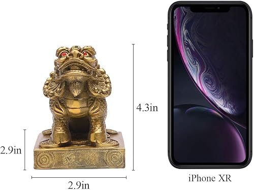 Miniatura 2 de BRASSTAR Estatua de Kirin Kylin de latón Feng Shui Pi Yao 3.5 (H) Figura de avatar de dragón para riqueza, suerte, prosperidad, protección para la