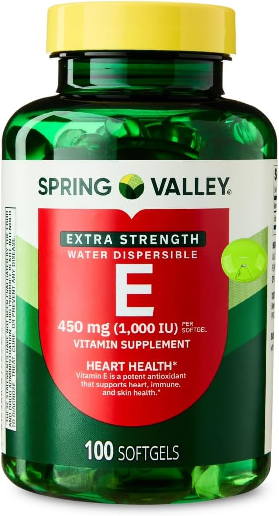 SUREFECT Spring Valley Extra Strength Water Dispersible Vitamin E 450 mg (1000 IU) Softgels - 100 Count Organizer