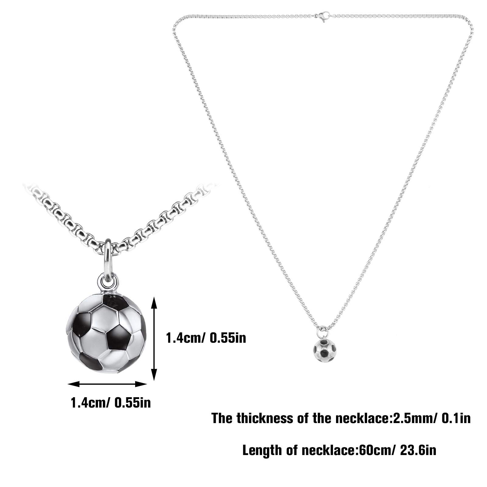 Collar de encanto de fútbol de acero inoxidable para hombre mujer niño niña 60 cm