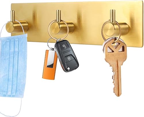 Picowe Soporte para llaves decorativo de pared, ganchos adhesivos de acero inoxidable, organizador de llaves para pared, gancho para toallas,