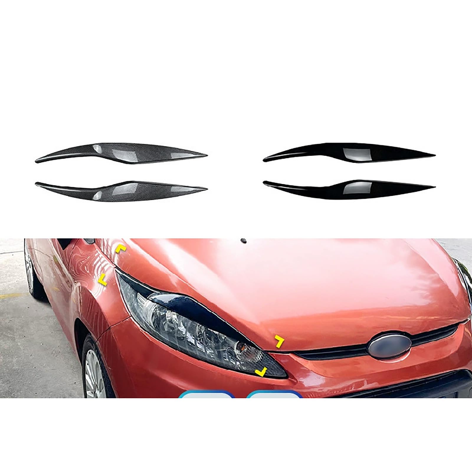 WHLXQ Car Headlight Eyebrow, Eyelids Cover Trim, Compatible with Ford Fiesta MK6 MK7 2008-2012,Glossy Black