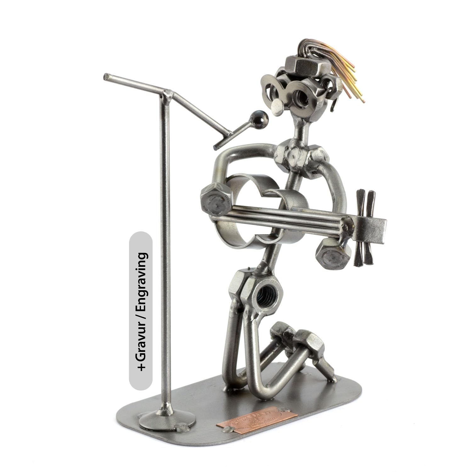 Steelman24 Metallic I Nuts And Bolts Sculpture Guitarist With Personal Engraving I Handmade Ornaments I I Metal Figurine