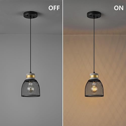 Miniatura 10 de Lámpara colgante industrial moderna con hormigón y metal negro, lámpara colgante negra para isla de cocina para dormitorio, comedor, restaurante