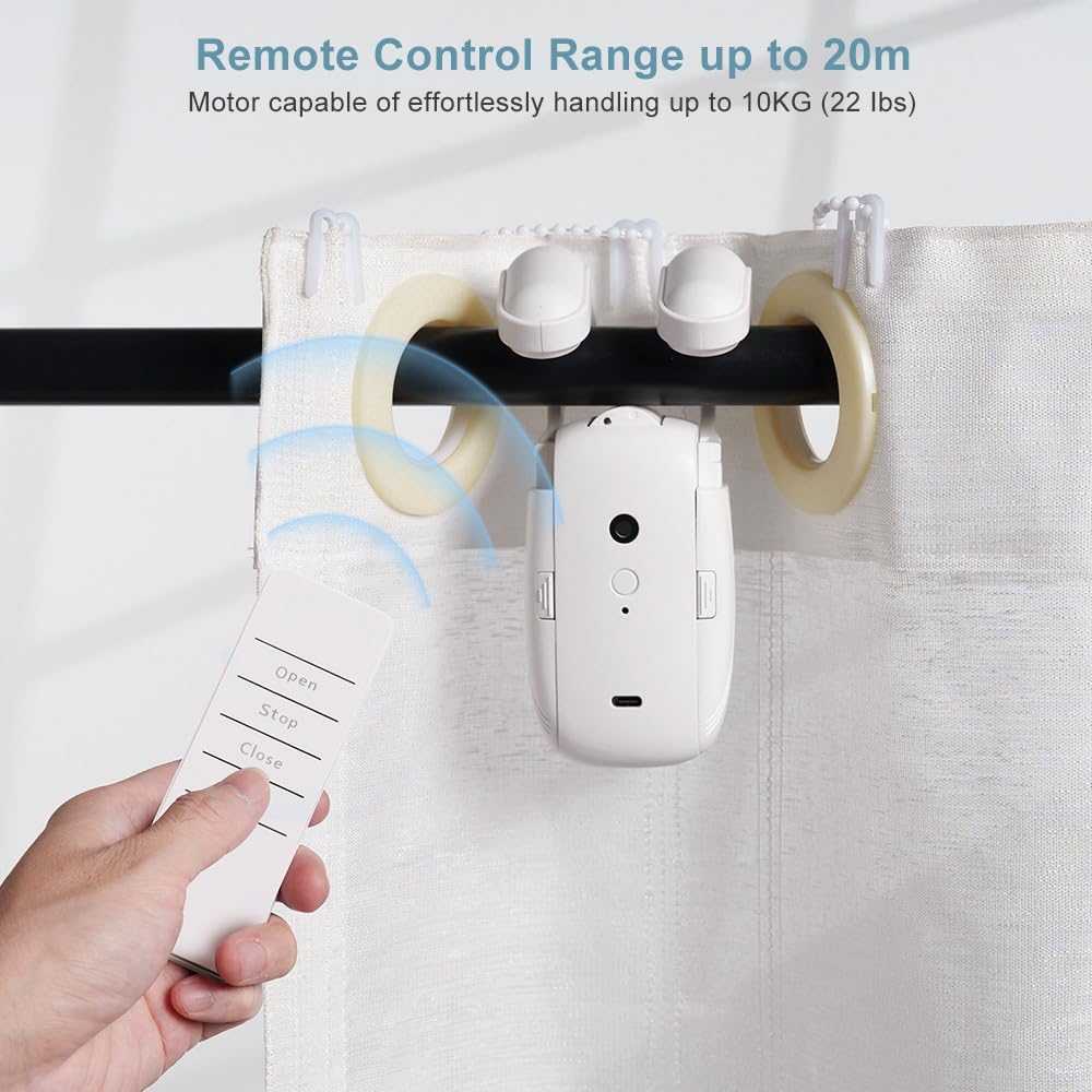 1 Pcs Electric Curtain Opener with Remote Control: Roman rod/T-track/U-rail Motorized Curtains Quiet Operated Automatic Curtain Opener, Intelligent Curtain Robot for Home Office 5 61Tz4GiN4QL. AC SL1000