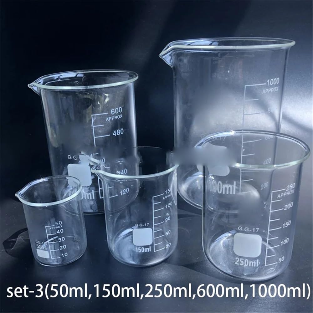 Vetreria da laboratorio 1 set di becher in vetro borosilicato da laboratorio, dimensioni for esperimenti, misurino da laboratorio(Set 3)