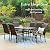 Sophia & William Patio Dining Set 7 Piece Wicker Outdoor Table and Chairs Furniture Set, 6 High-Back Rattan Chairs and 1 Metal Rectangular Dining Table with Umbrella Hole