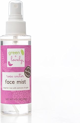 Rose Water Face Mist, búlgara Rose Natural AHA Rose Refresher Spray Tónico facial de aloe orgánico, derivado de rosa + manzanas, 4 onzas líquidas