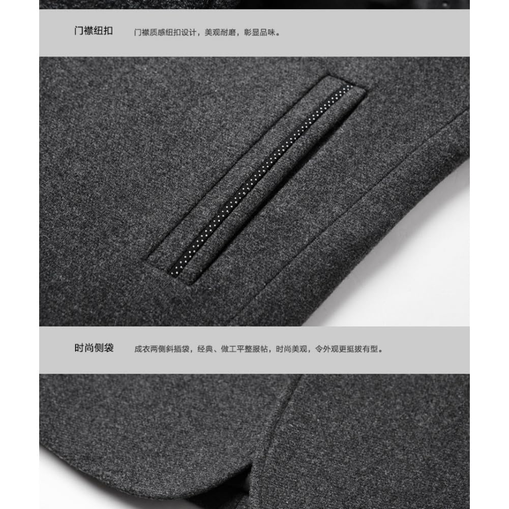 Men's Woolen Stand Collar Long Wool Blend Overcoat Slim Fit Down Topcoat Business Down Jacket Winter Stylish Long Slim — view 5