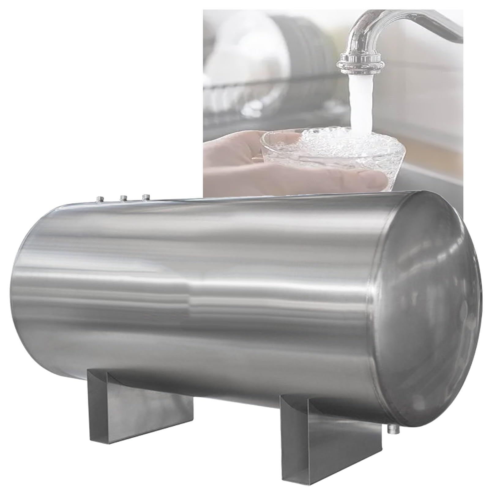 Acero Inoxidable Agua Presión Tanque, 100L-300L Agua Almacenamiento, Tipo Horizontal Viviendas Presurizado Agua Almacenamiento Contenedores(100L-40x75cm)
