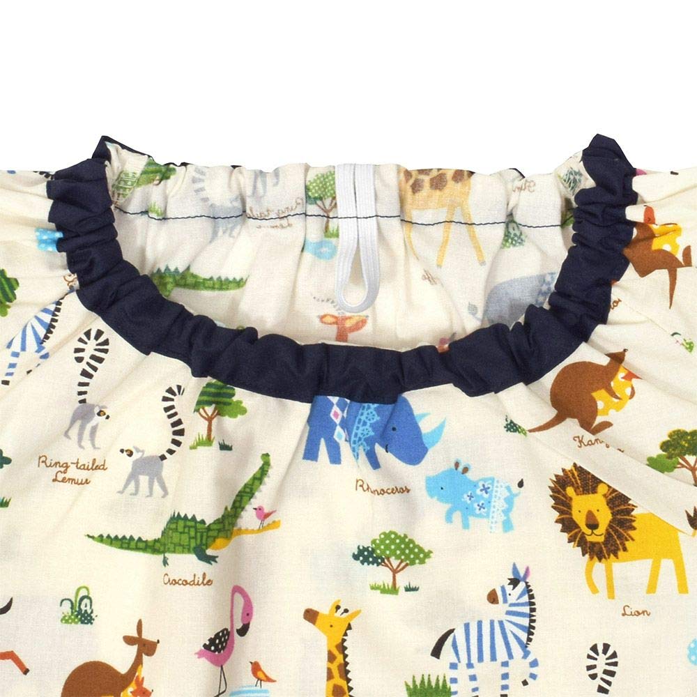 男の子女の子スモック110 ネイビー紺動物