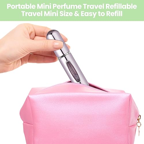 Miniatura 5 de Paquete de 8 fundas de silicona para artículos de tocador de viaje, paquete de 2 perfumes de viaje recargables, reutilizables, fundas de botellas de