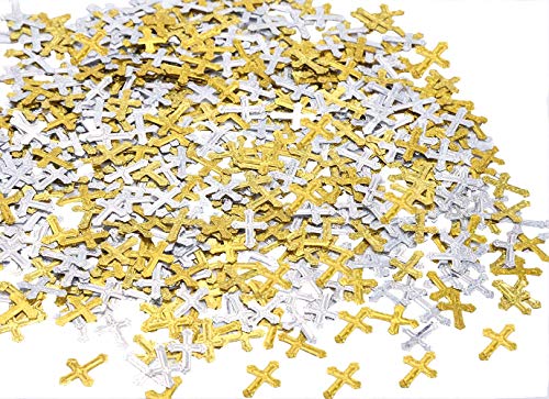 Confettis Croix Métalliques Or & Argent – Décoration de Table Baptême, Communion, Mariage, Noël