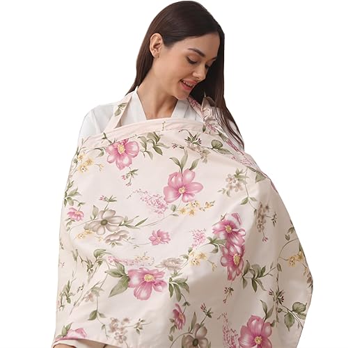 Insular Funda de lactancia para lactancia materna, funda de alimentación infantil, delantal de algodón transpirable para privacidad, begonia rosa