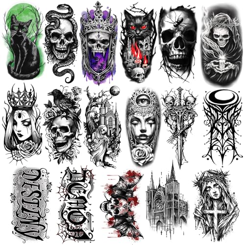 77 Blatts Gothic Temporäre Tattoos, 17 Blätter...