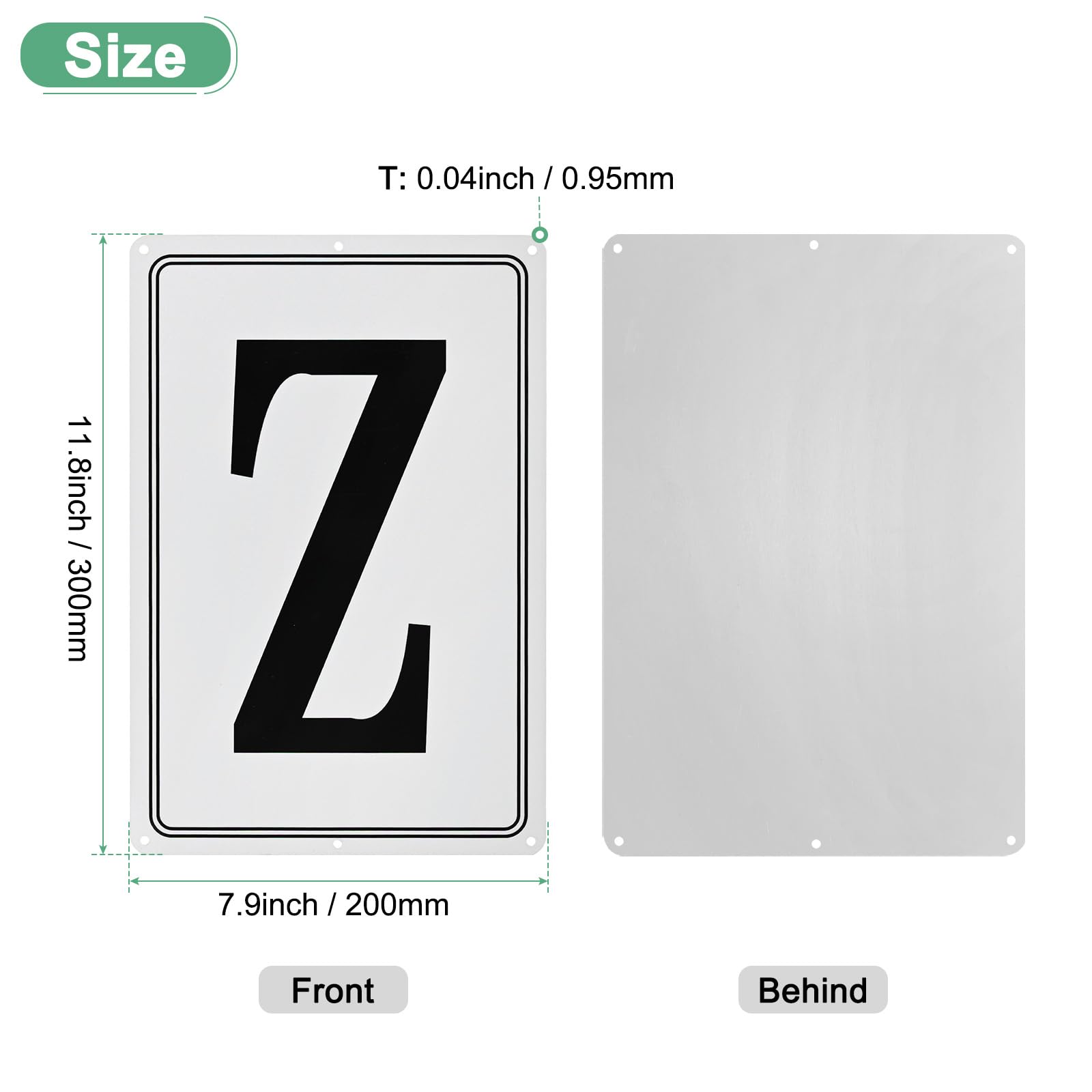 M METERXITY Aluminum Letter Sign Z, 11.8 Inch House Numbers and Metal Letters, Parking Spot Letter Signs - Image 3