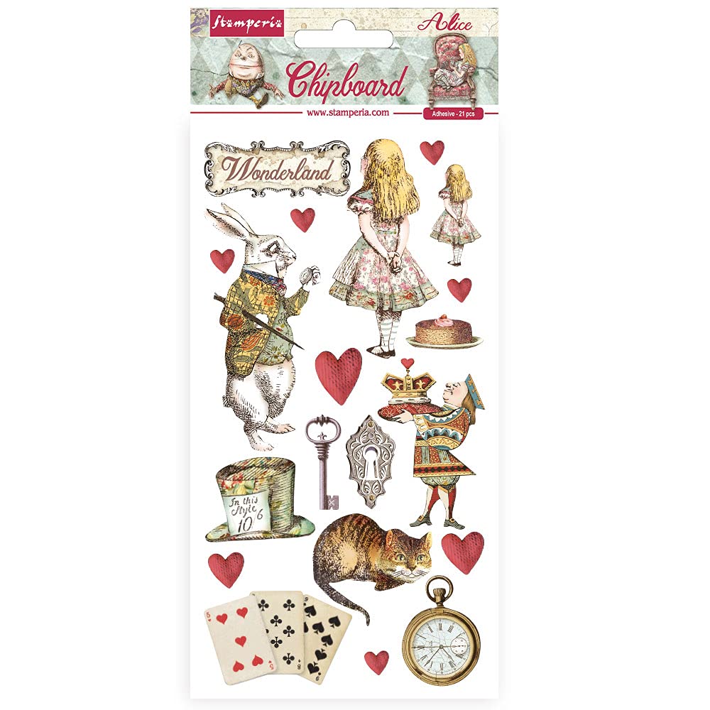 Stamperia International Chipboard-Alice in Wonderland, Various, 15 x 30 cm