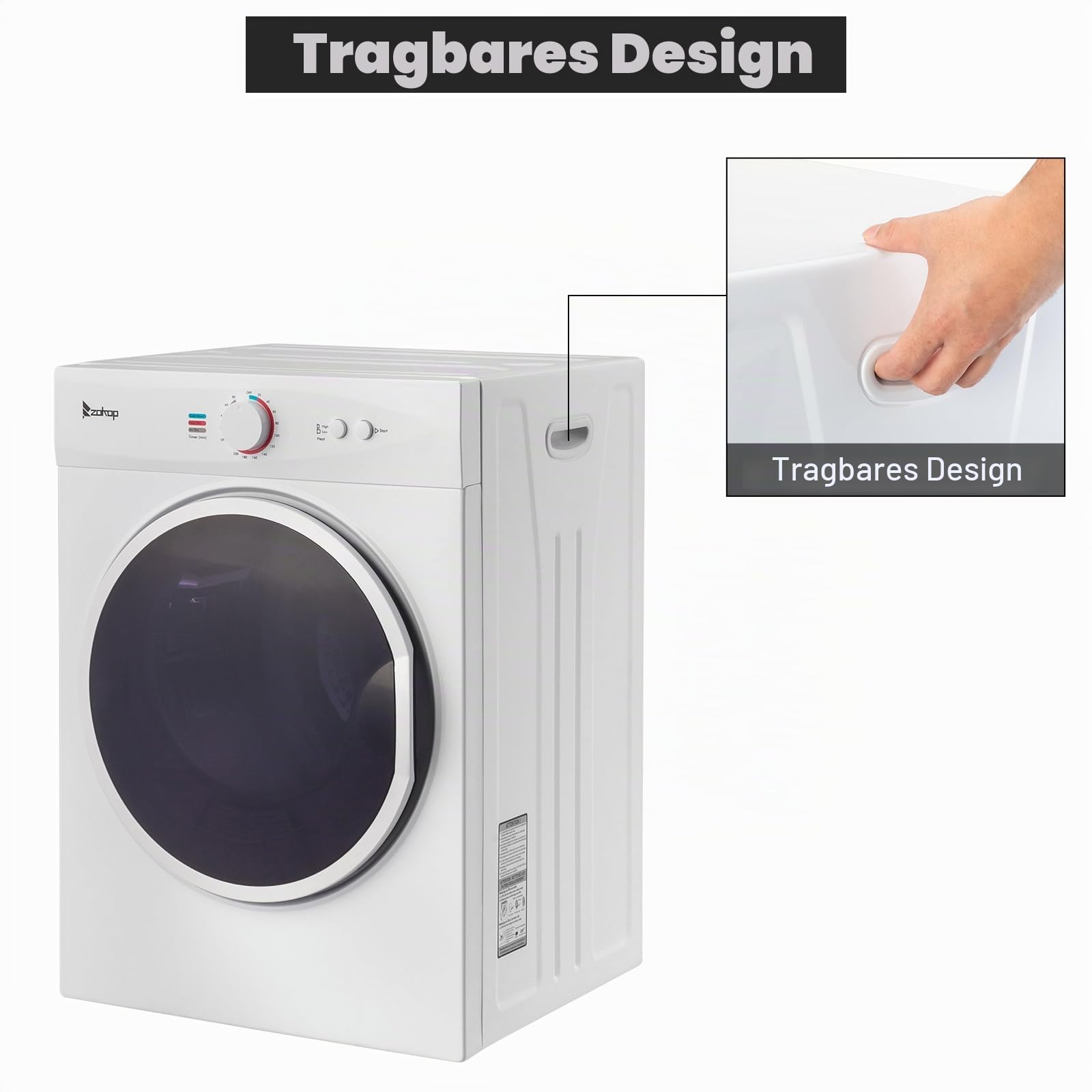 LEADZM Trockner, kompakter Ablufttrockner 1020W 3KG, tragbarer Trockner für Wohnungen