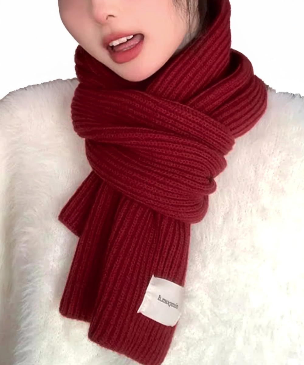 Warm Rib Knit Scarf with Cashmere Touch by miniministore