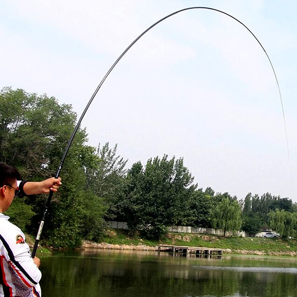 CañAs De Pescar 1 PCS Polo de Pesca de Agua Dulce sin Anillo Varillas telescópicas de Fibra Alta de Carbono Varilla de la Corriente de la Mano 3.6/4.5/5.4/6.3/7.2m CañA De Pescar(6.3 m)