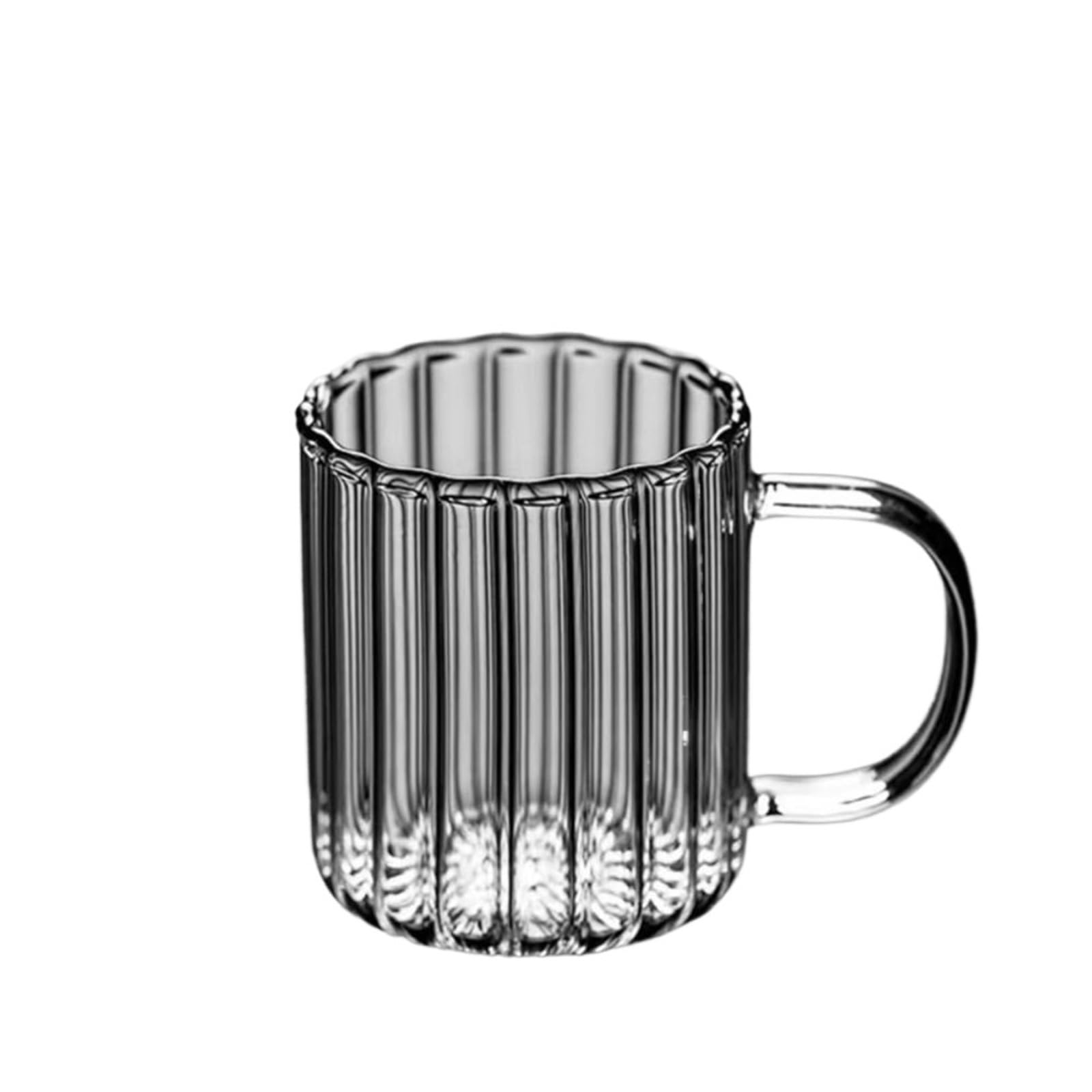 Glas Gestreifte Wasser Tasse Frühstück Haferflocken Milch Kaffee Tasse Haushalt Große Kapazität Tasse Wasser Tasse Mit Griff(350ml)