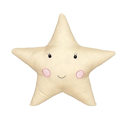 Oscar Home Star Shaped with Embroidered Soft Cotton, Poly-fiber Filling Cushion Plush Soft Stuffed Pillow Toy with Pink Cheeks for Kids/Children
