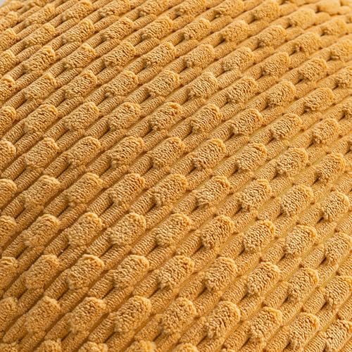 Set of 4 Yellow Rust Aqua Decorative Throw Pillow Covers 22x22 Inch Corduroy Pillow Covers for Bed Couch Sofa Living Room Soft Square Cushion Cases