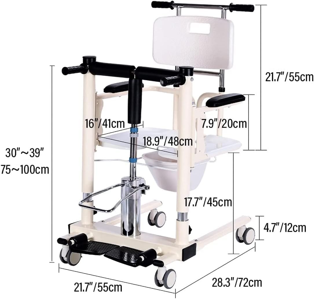 Hydrauliczny podnośnik do transportu pacjenta do domu z dzielonym siedziskiem i basenem o 180°, przenośny podnośnik do transportu wózka inwalidzkiego Komoda przy łóżku dla dorosłych, starszych senioró