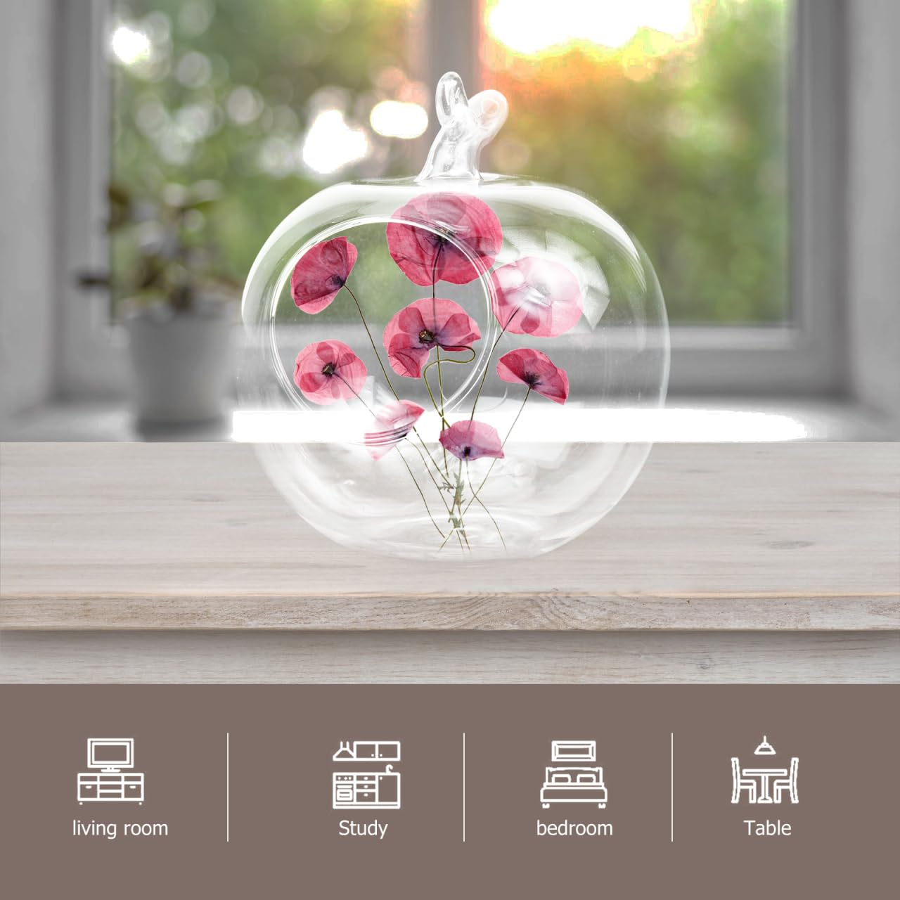 Yardwe Vase en Verre en Forme De Pomme 4.72X3.94 Pouces Récipient Hydroponique Écologique Décoratif pour Plantes Micro Paysage Maison Bureau Jardin