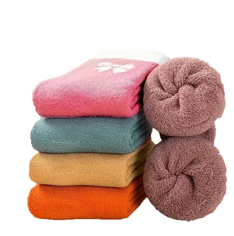 Socks for Women Warm Terry socks With Thumb for Women Multicolor - Thick Fur Lined Winter Socks - for Cold Weather Pack of 5-image-43