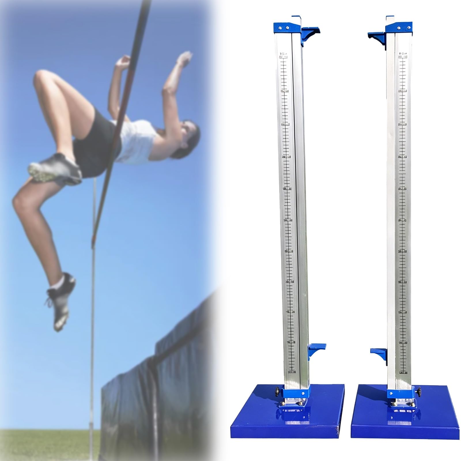 Regulowane standardy skoków wysokich, aluminiowe stojaki do skoków 30-230 cm z wieloma wspornikami, przenośny sprzęt lekkoatletyczny do sportów szkolnych i zawodów