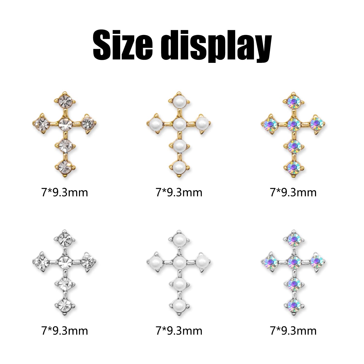 30 szt. zawieszki w kształcie krzyża 3D złote srebrne klejnoty AB stras do paznokci design metaliczna artystyczna dekoracja akrylowa DIY akcesoria rzemieślnicze