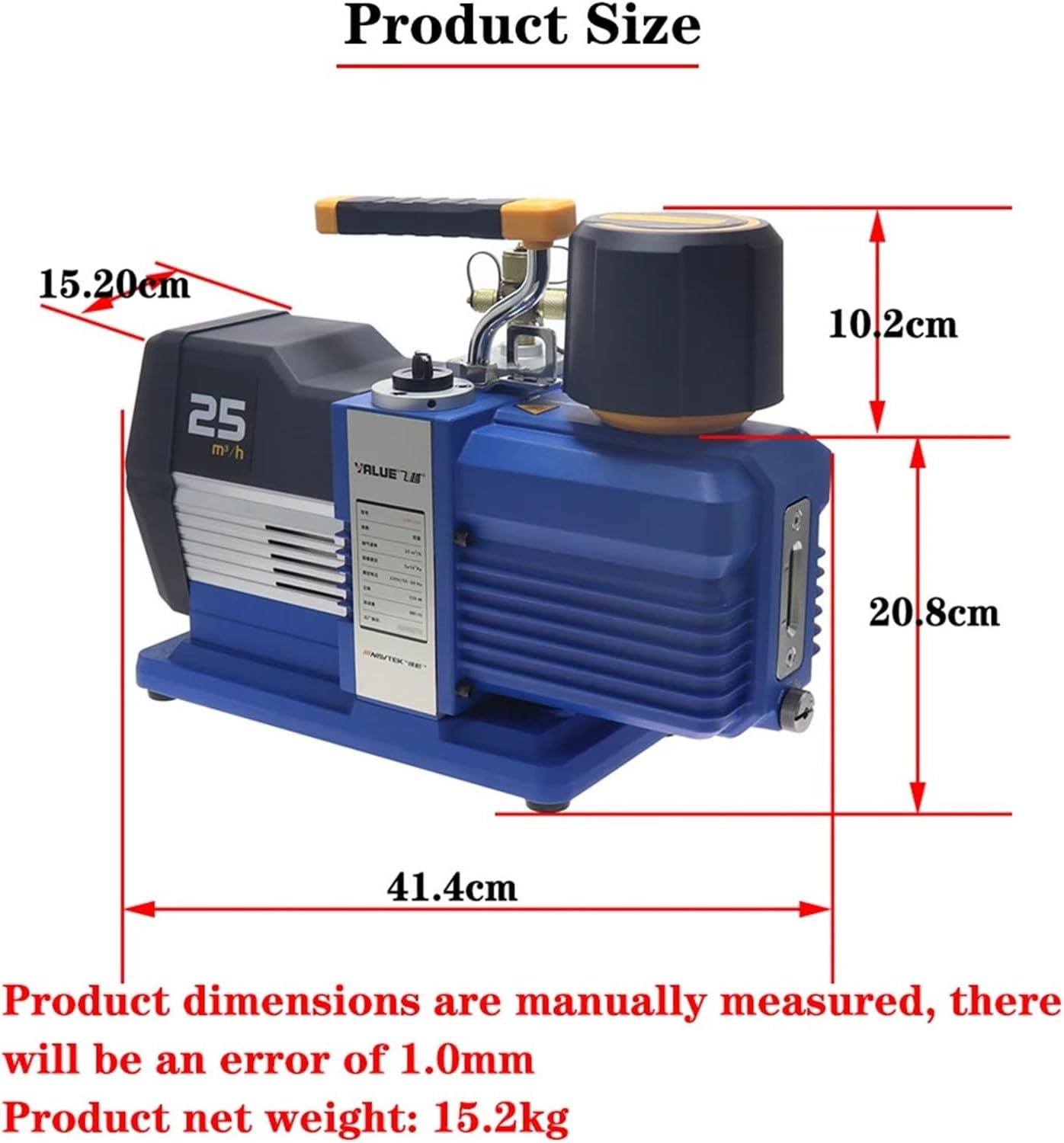 VRP-15D Air Conditioning Vacuum Pump 15CFM 15micron Anti-suckback Vacuum Pump for Refrigeration 2 Stages(220V)