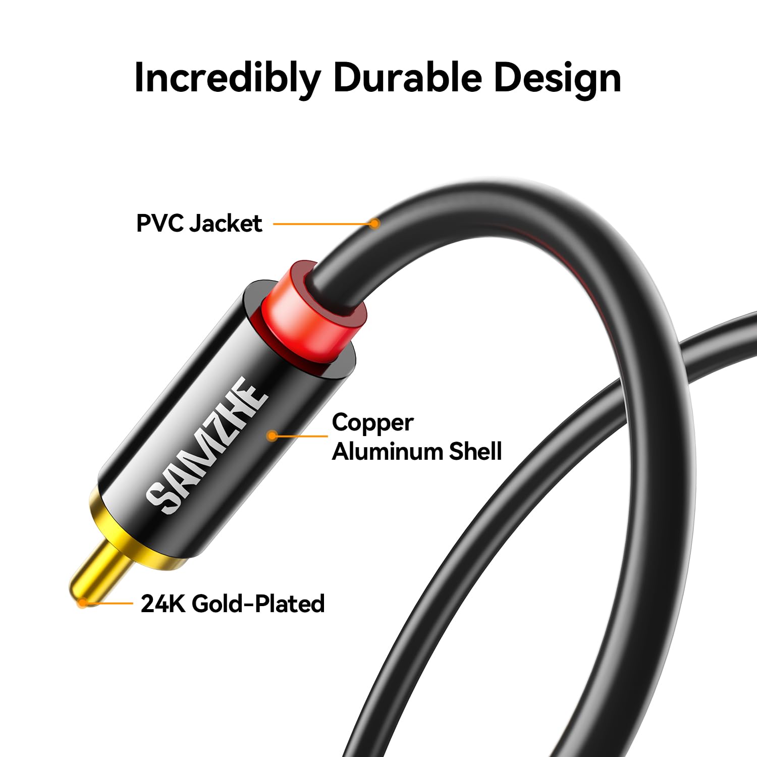 SAMZHE Cable RCA de 3,5 mm a RCA, adaptador de audio RCA macho a auxiliar, adaptador de audio de alta fidelidad, carcasa de metal, divisor en Y, cable auxiliar 1/8 conector para smartphones, altavoces