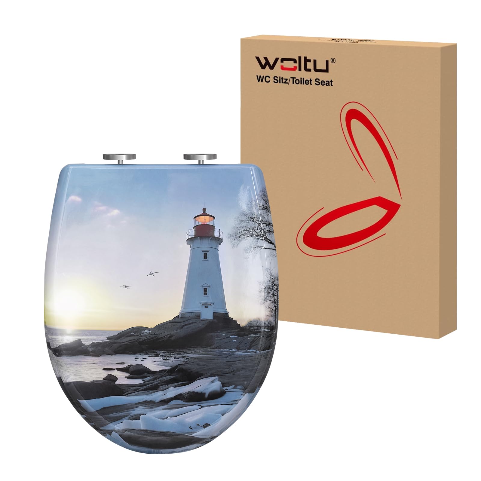 WOLTU Toilet Seat Soft Close, Quick Release Toilet Seat Adjustable, Top/Bottom Mounting, O-Shape with Beacon Pattern, Duroplast