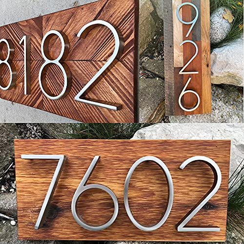 5" Zinc Alloy Floating House Number, Metal Modern House Numbers, Garden Door Mailbox Number Sign With Nail Kit, Coated Glossy Silver, Durable Visibility Signage,5 #TOP2