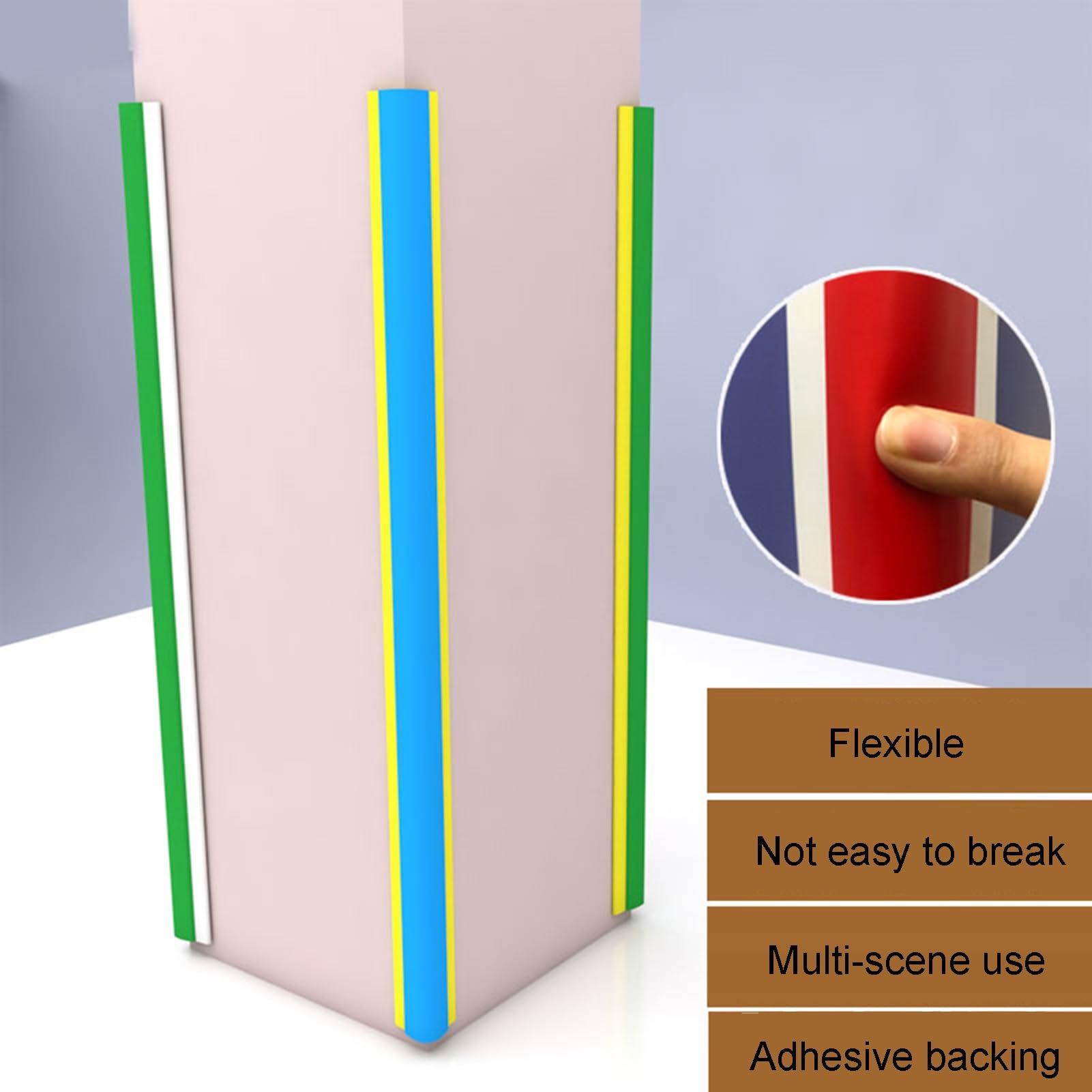 Protectores de esquina autoadhesivos para protección de pared, protectores de bordes decorativos (rojo y amarillo, 1,5 m), soluciones a prueba de niños y seguridad en el hogar